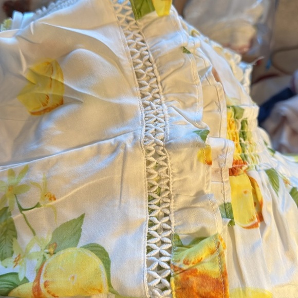 Saks Fifth Avenue Off the shoulder bell short sleeves dress romper Sz M - Picture 7 of 8